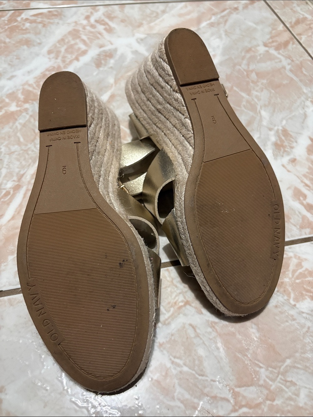 Old Navy Metallic Gold Strappy Wedge Sandals View 4